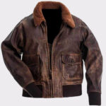 Navy Flight Men Distressed Genuine Brown Leather Jacket