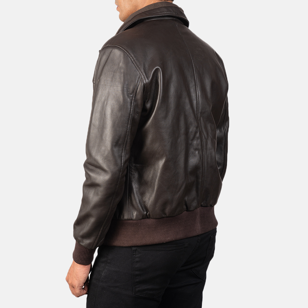 Air Rolf Brown Bomber Leather Jacket-4