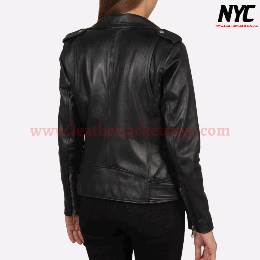 Alison Black Leather Biker Jacket-2
