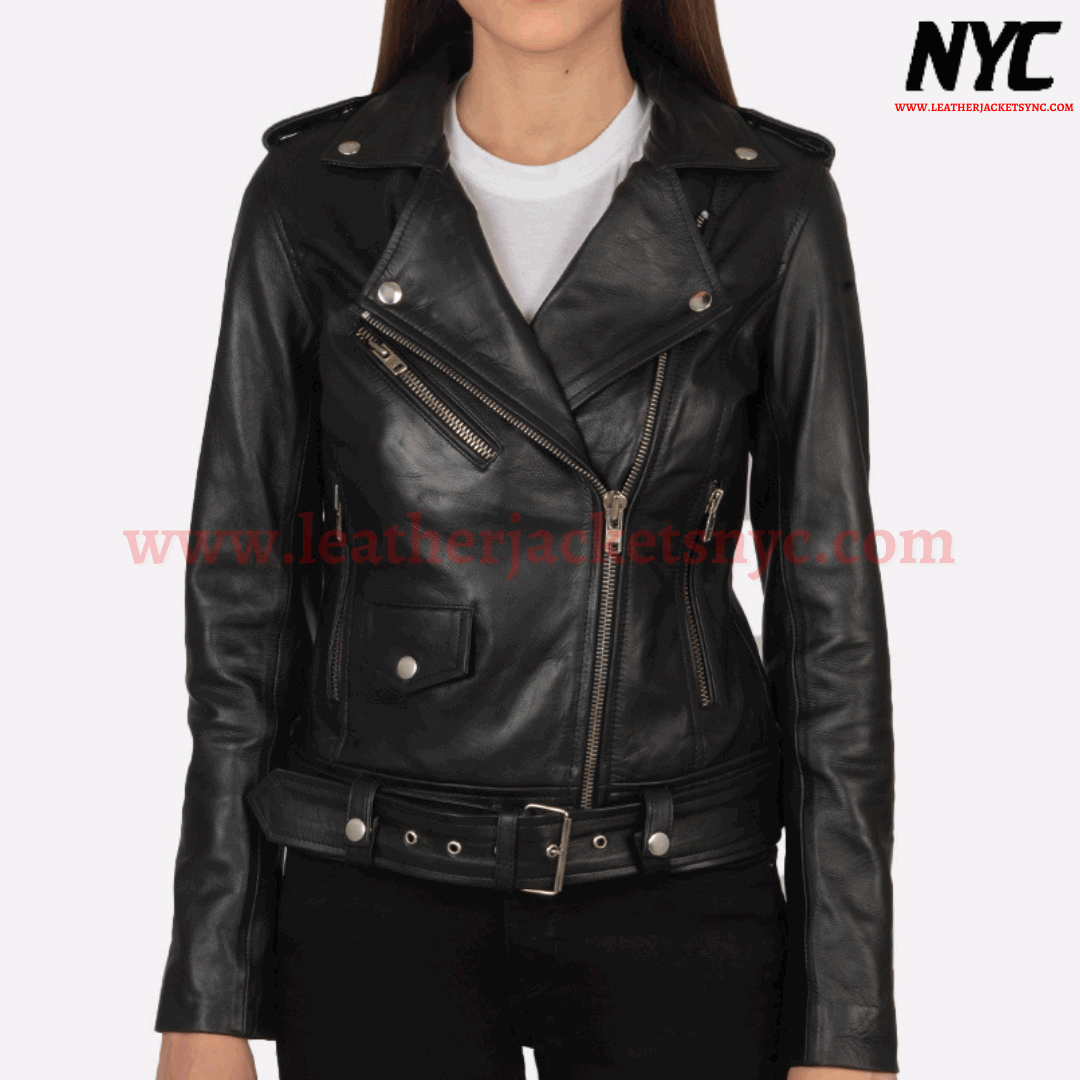 Alison Black Genuine Leather Biker Jacket Alison Black Genuine Leather Biker Jacket