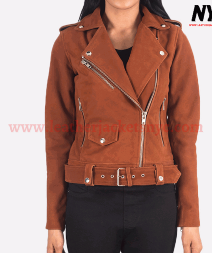 Alison Suede Brown Biker Jacket