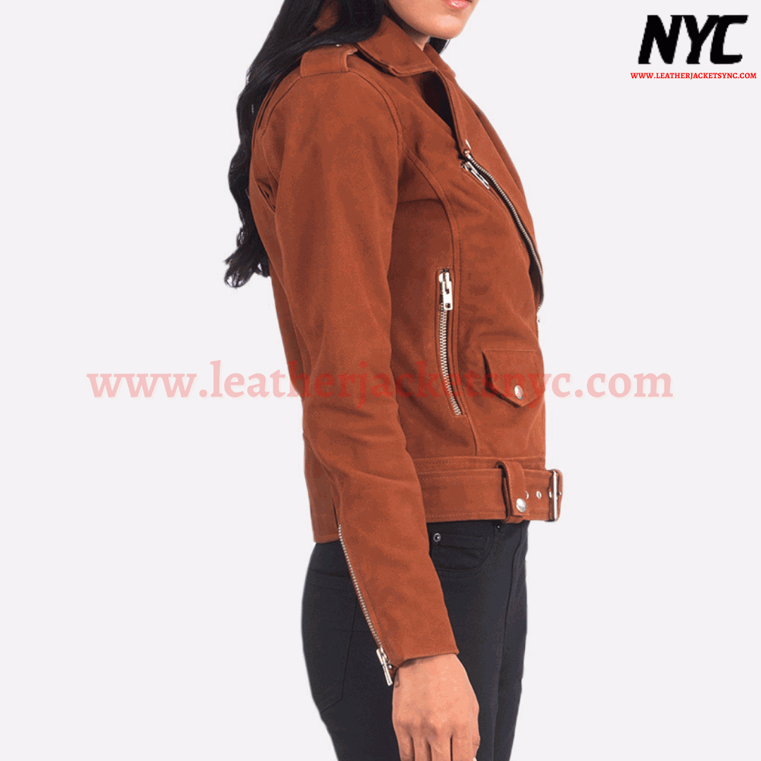 Alison Suede Brown Biker Jacket-5