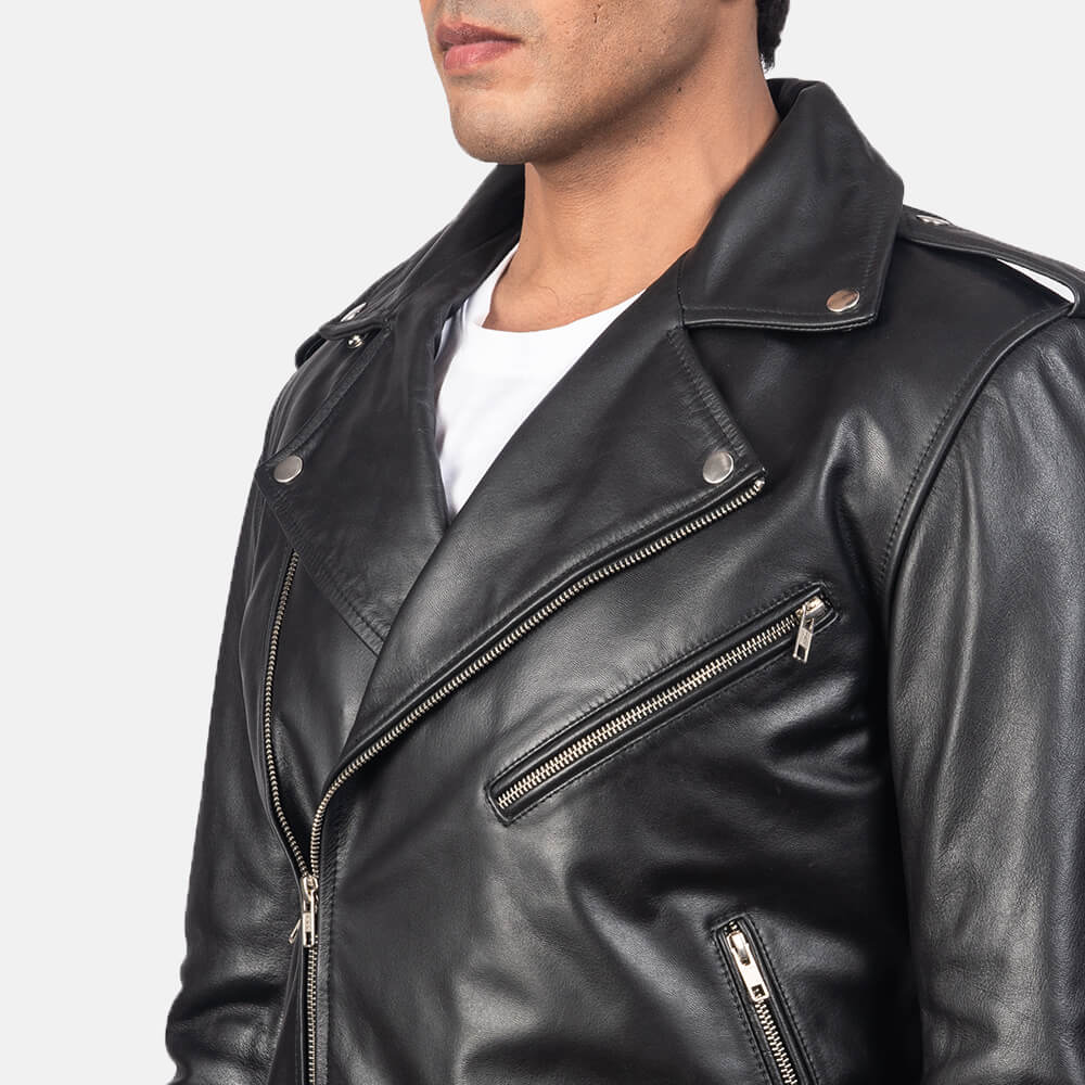 Allaric Alley Black Leather Biker Jacket 05