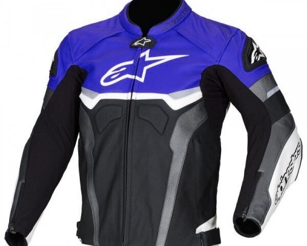Alpinestars Blue Croes Celer Leather Motorcycle Jacket