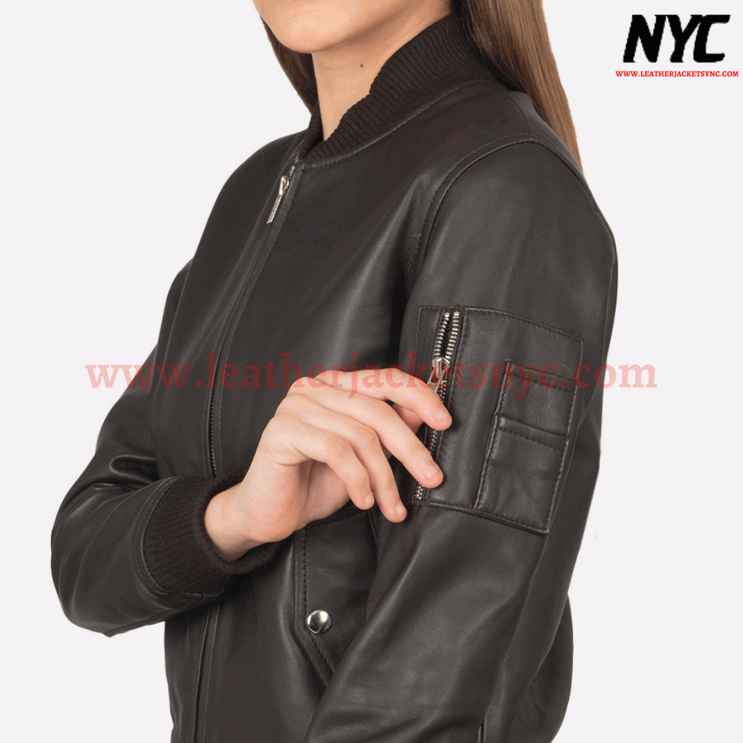 Ava Ma-1 Brown Genuine Bomber Leather Jacket-2