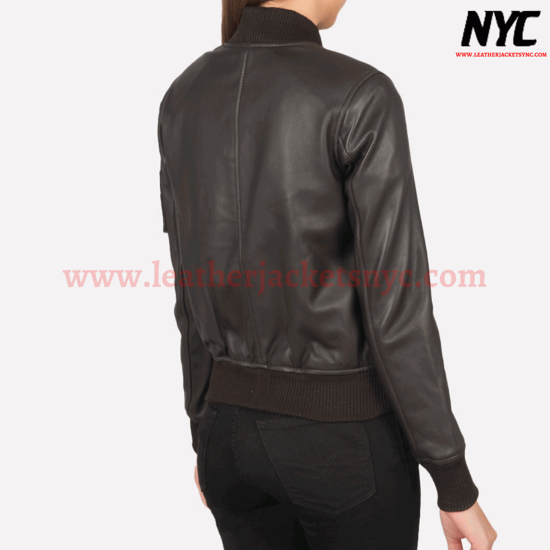 Ava Ma-1 Brown Genuine Bomber Leather Jacket-5