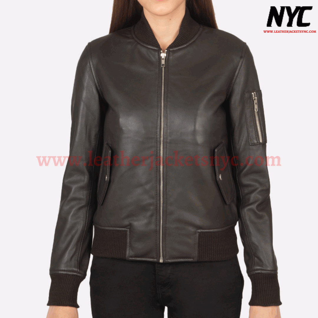 Ava Ma-1 Brown Genuine Bomber Leather Jacket-6