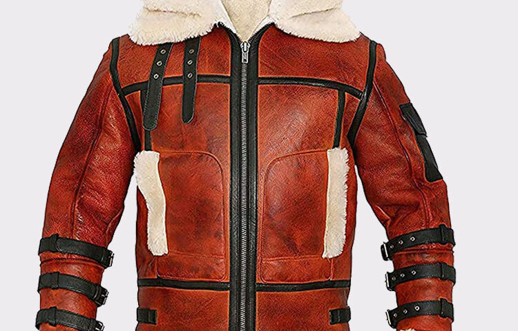 Aviator Sheepskin Men’s B6 Waxed Bomber Shearling Leather Jacket