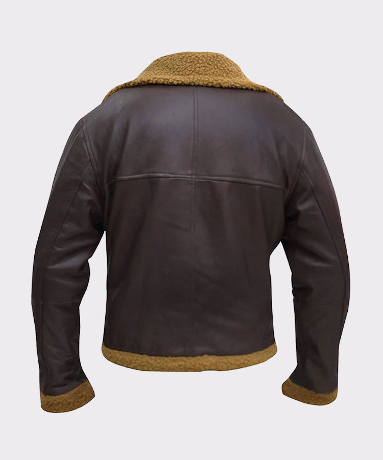 B3 Men Flying Aviator Winter Shearling Sheepskin Bomber Leather Jacket 22