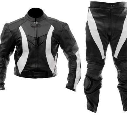 Black/White Motorbike Leather Suit