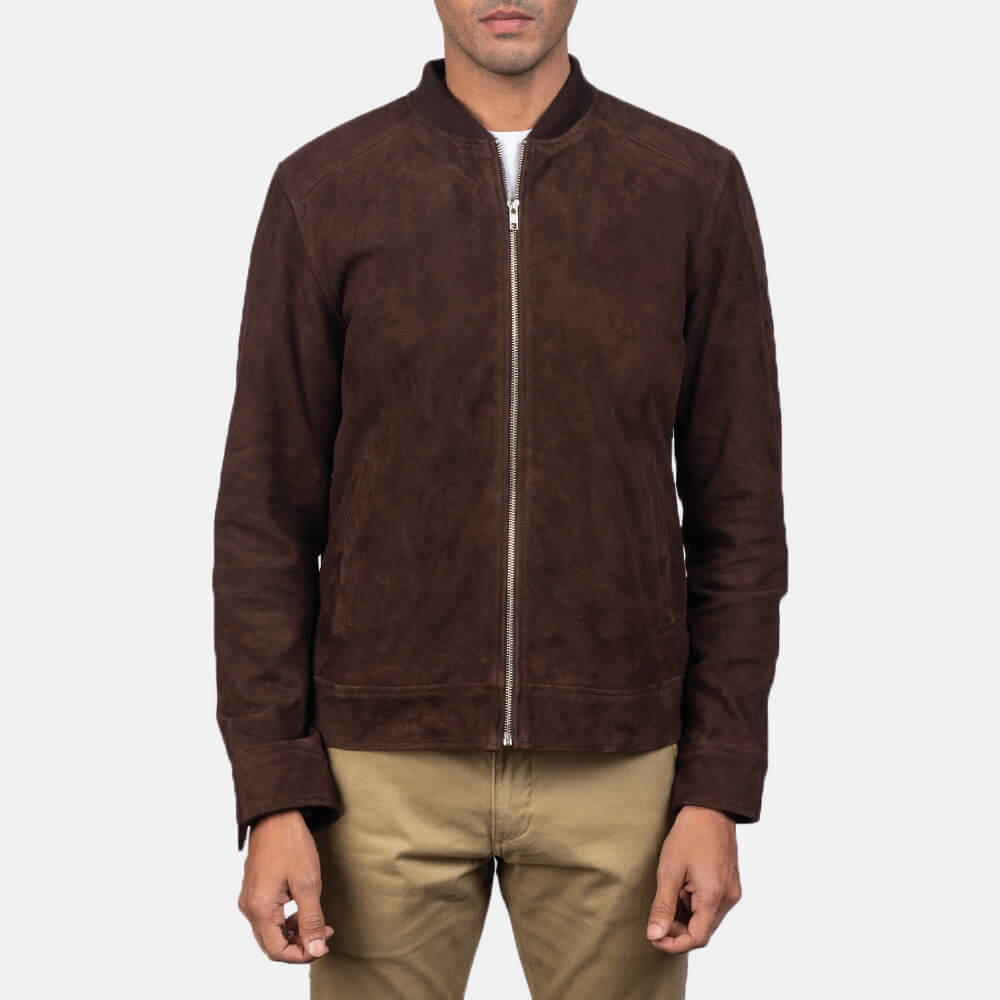 Blain Mocha Suede Bomber Jacket 02