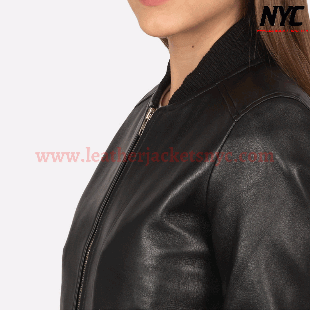 Bliss Black FashionLeather Bomber Jacket