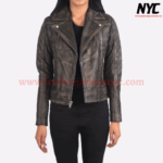 Carolyn Quilted Distressed Biker Brown Jacket