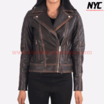 Carolyn Quilted Vintage Brown Biker Leather Jacket