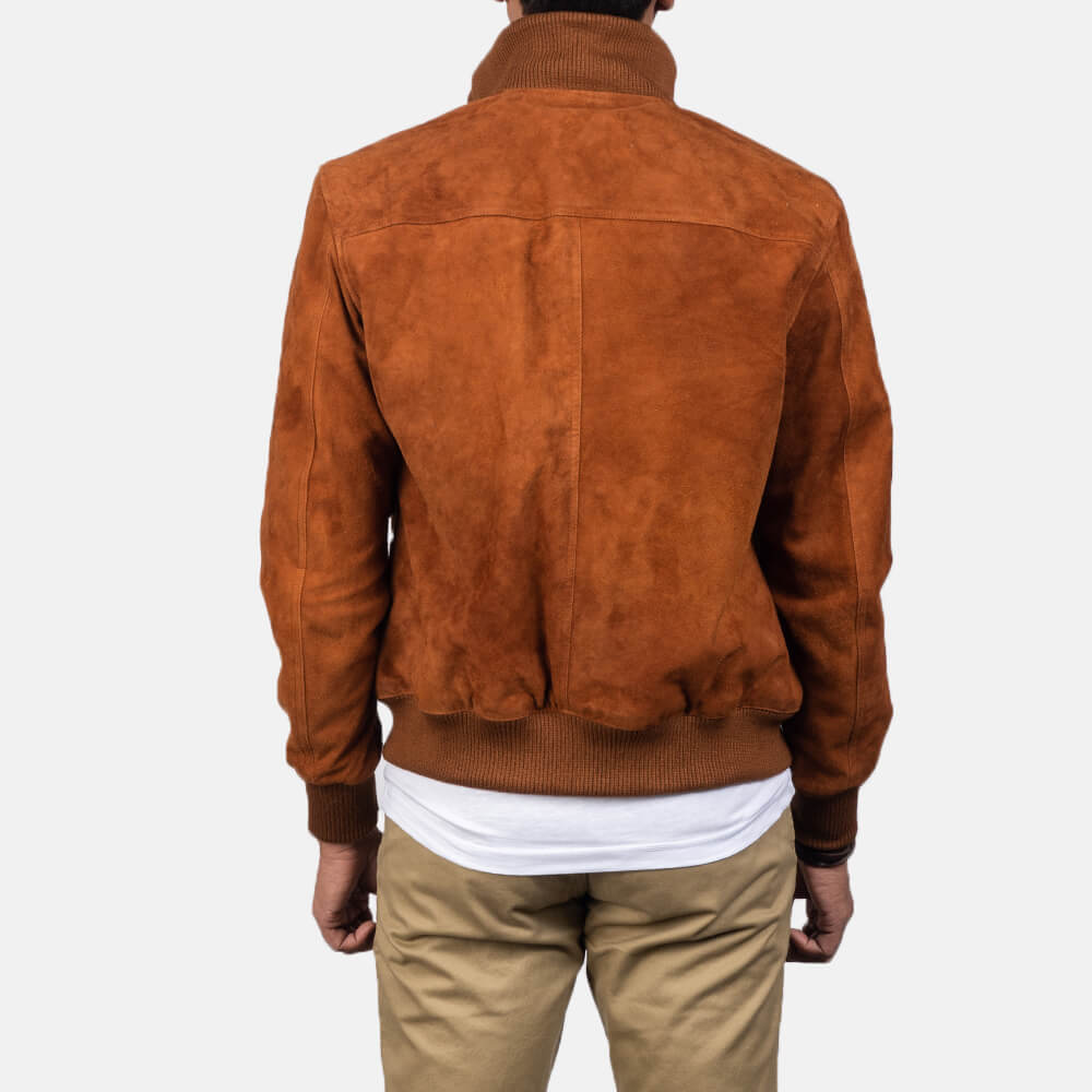 Eaton Brown Suede Bomber Jacket 04