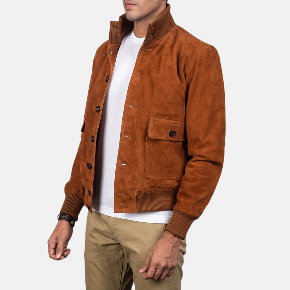Eaton Brown Suede Bomber Jacket03
