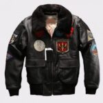 Fur Collar Genuine Bomber Shearling Leather Jacket