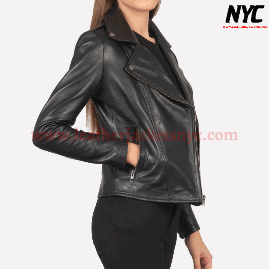 Flashback Black Biker Leather Jacket-2