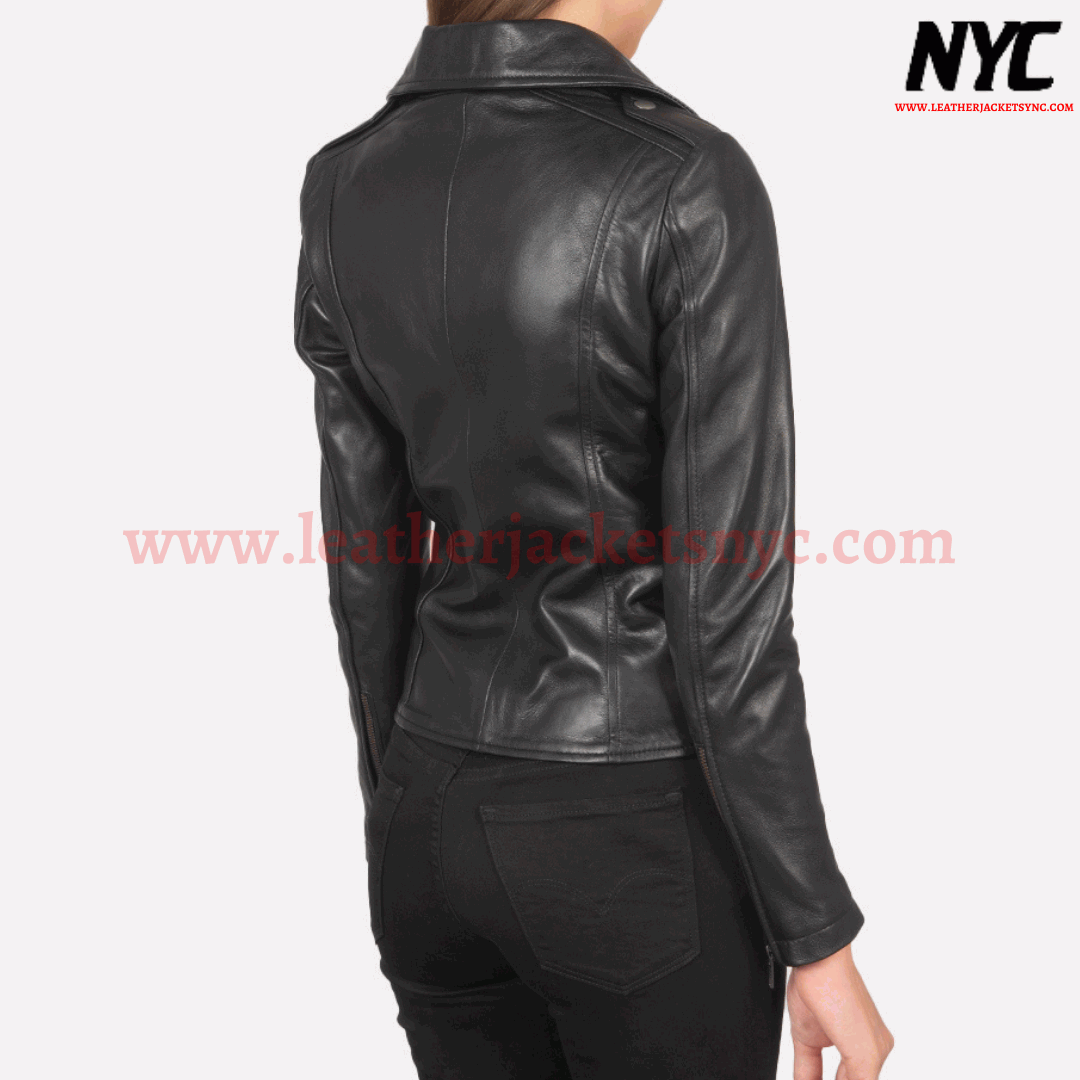 Flashback Black Biker Leather Jacket-4
