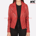 Flashback Red Natural Leather Biker Jacket