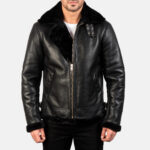 Francis B-3 Black Leather Bomber Jacket Men