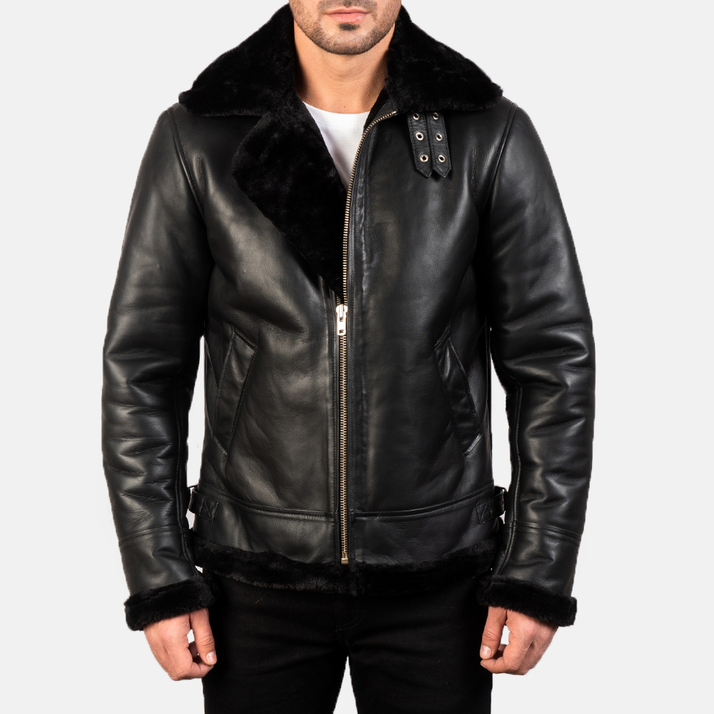 Francis B-3 Black Leather Bomber Jacket Men Francis B-3 Black Leather Bomber Jacket Men