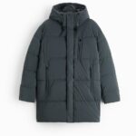 HOODED PUFFER PARKA WITH BLUE/GRAY