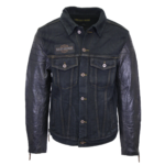 Harley-Davidson Men's Denim & Leather Sleeve Button Up Jacket