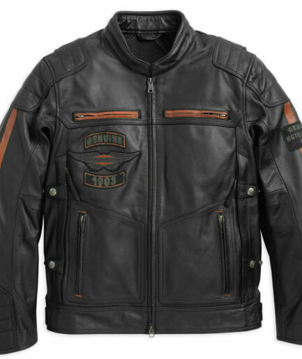 Harley Davidson Men's Exmoor Reflective Wing Motorcycle Leather Jacket