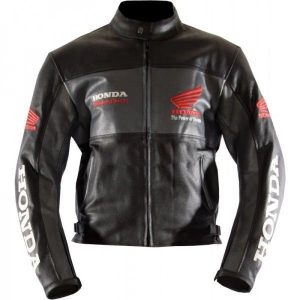Black Honda Motorbike Genuine Cowhide Leather Jacket