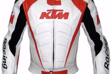 KTM Racing Motorcycle Leather Jacket with Safety Pads