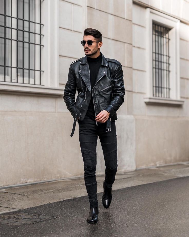 Leather Jacket and Jeans Combo