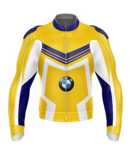Leon Haslam BMW Yellow Motorcycle Racing Leather Jacket