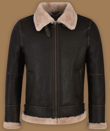 Men Black Sheepskin Jacket