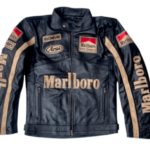 Men Vintage Marlboro Motorcycle Racing Leather Jacket