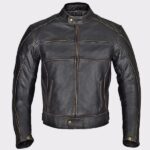 Men Motorcycle Armor Leather Jacket Vintage Style