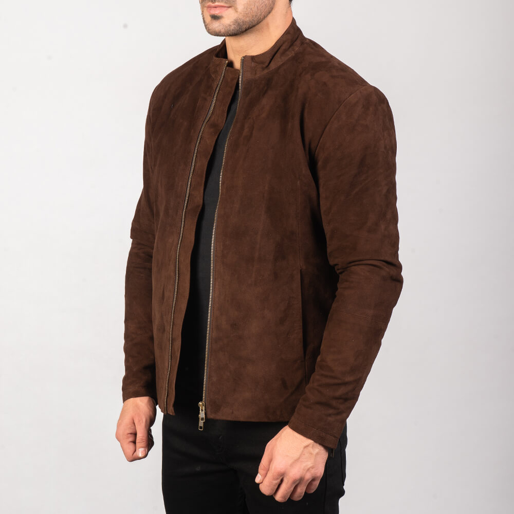 Mens-Charcoal-Mocha-Suede-Biker-Jacket