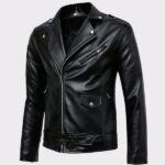Men’s Classic Police Style Real Leather Motorbike Jacket
