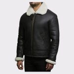Men’s Cream Wool Aviator B3 Shearling Real Sheepskin Leather Bomber Flying Pilot Jacket-11