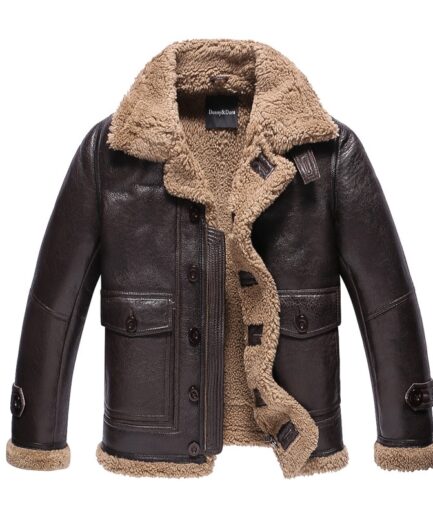 Shearling B3 Fur Lambskin Motorcycle Fur Coat Flight Jacket