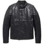 Men's Harley-Davidson Ozello Perforated Slim Fit Leather Jacket - Black