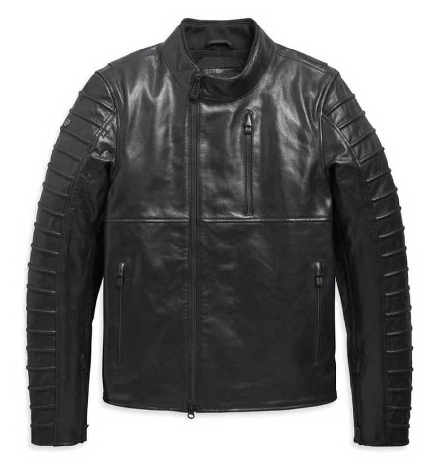 Men's Harley-Davidson Ozello Perforated Slim Fit Leather Jacket - Black