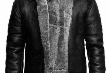 Men's RAF Aviator B3 Flying Genuine Bomber SheepSkin Leather Jacket Black Grey