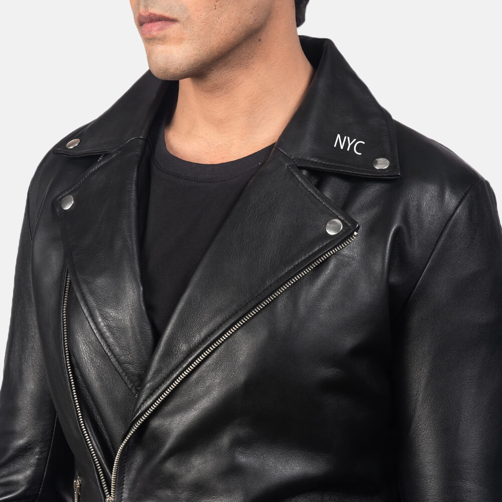 Noah Black Leather Biker Jacket 04