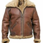 RAF Aviator Brown B3 Bomber Fur Shearling Pilot Flying Leather Jacket For Men