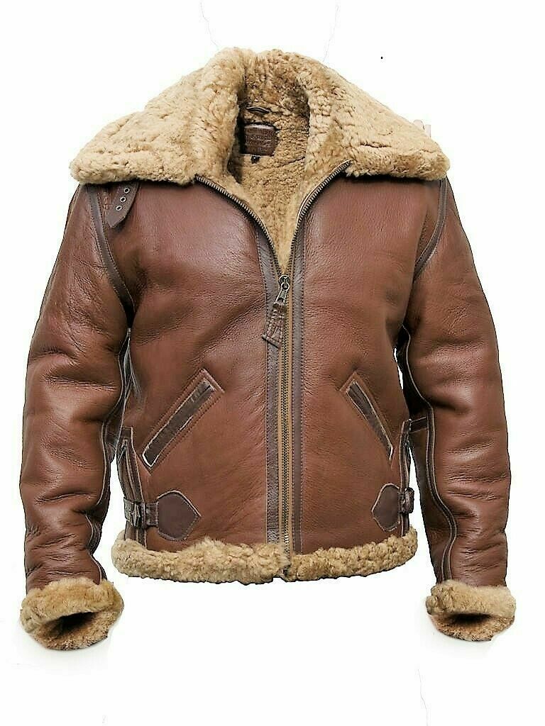 RAF Aviator Brown B3 Bomber Fur Shearling Pilot Flying Leather Jacket For Men RAF Aviator Brown B3 Bomber Fur Shearling Pilot Flying Leather Jacket For Men