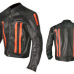 Orange Stripe Motorbike Leather Jacket