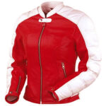 Red Rose Ladies Motorbike Sport Leather Jacket