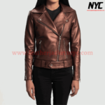 Rumy Maroon Biker Leather Jacket