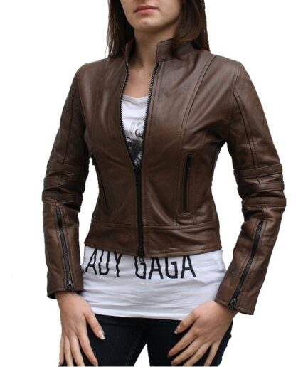 Women Motorbike Sport Leather Jacket
